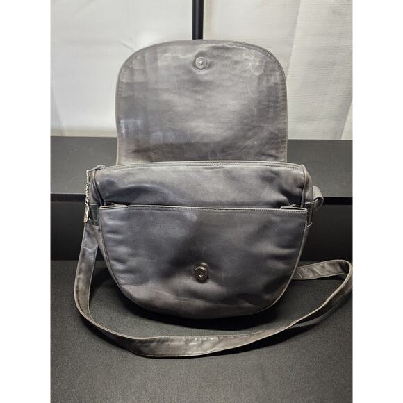 VTG 1980s Maud Frizon Gray Stamped Leather Crossbody Bag Made in Italy Grey RARE - Picture 7 of 13